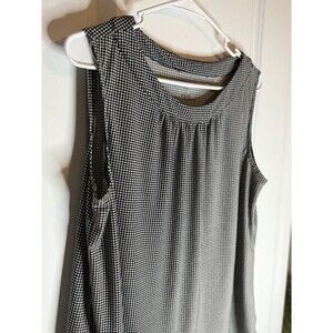 Talbots  Women's Houndstooth Black White Sleeveless Top Sz L houndstooth AL
